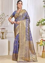 Silk Purple Traditional Wear Zari Work Saree